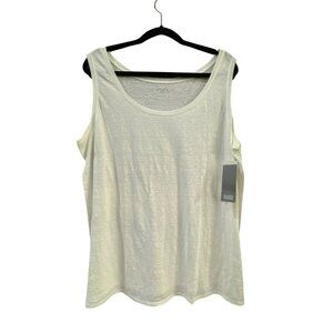Eileen Fisher 2X Organic 100% Linen U-Neck Long White Tank Top Nordstrom NWT